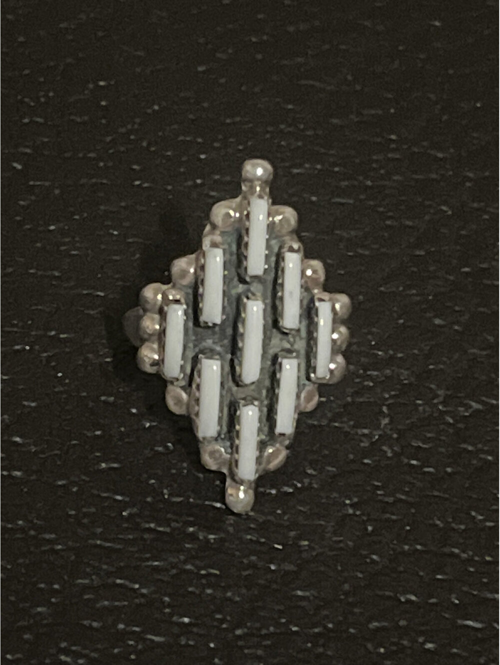 Navajo handmade sterling silver white multi stone cluster ring size 6.5